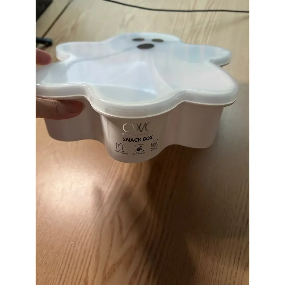 New Cook With Color Halloween🎃Plastic Ghost👻Snack Box Container Lid 12.5”x9.5”